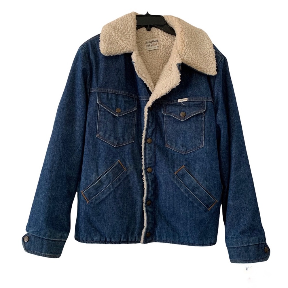 Vintage 80s Sedgefield Do-Nothing Denim Sherpa Jacket Sz 42 Made In USA